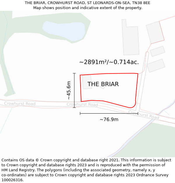 THE BRIAR, CROWHURST ROAD, ST LEONARDS-ON-SEA, TN38 8EE: Plot and title map