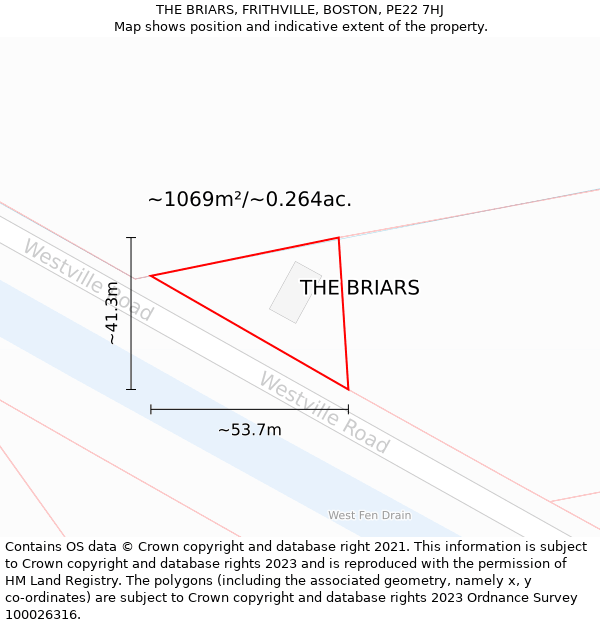 THE BRIARS, FRITHVILLE, BOSTON, PE22 7HJ: Plot and title map