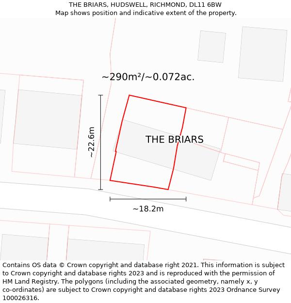 THE BRIARS, HUDSWELL, RICHMOND, DL11 6BW: Plot and title map