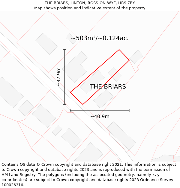 THE BRIARS, LINTON, ROSS-ON-WYE, HR9 7RY: Plot and title map