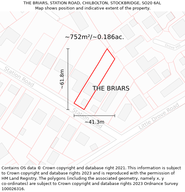 THE BRIARS, STATION ROAD, CHILBOLTON, STOCKBRIDGE, SO20 6AL: Plot and title map