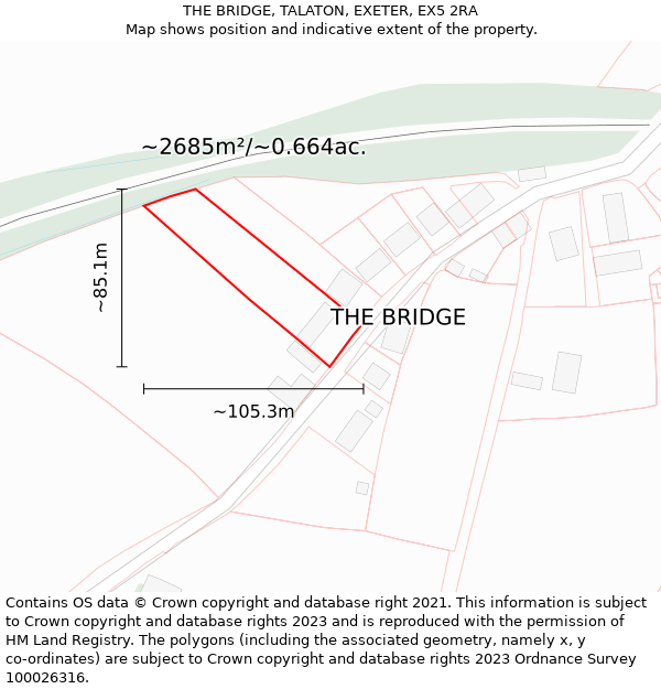 THE BRIDGE, TALATON, EXETER, EX5 2RA: Plot and title map