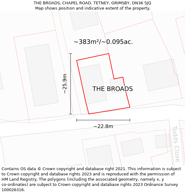 THE BROADS, CHAPEL ROAD, TETNEY, GRIMSBY, DN36 5JQ: Plot and title map