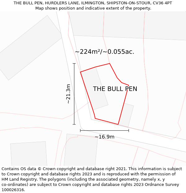 THE BULL PEN, HURDLERS LANE, ILMINGTON, SHIPSTON-ON-STOUR, CV36 4PT: Plot and title map