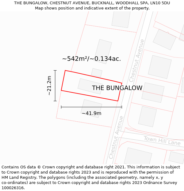 THE BUNGALOW, CHESTNUT AVENUE, BUCKNALL, WOODHALL SPA, LN10 5DU: Plot and title map