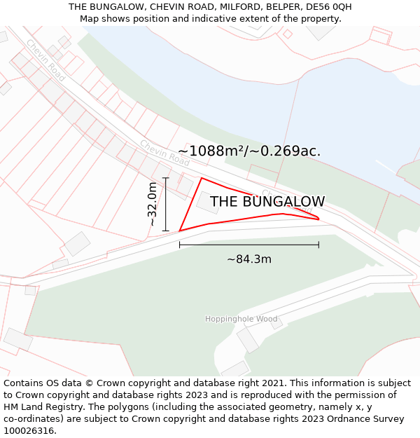 THE BUNGALOW, CHEVIN ROAD, MILFORD, BELPER, DE56 0QH: Plot and title map