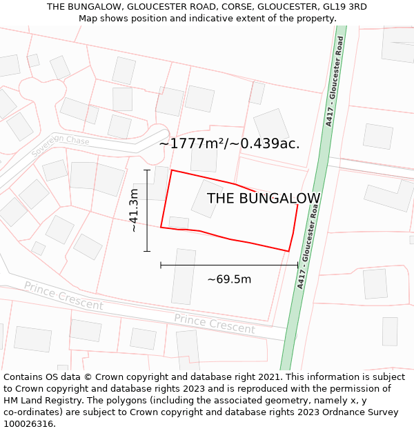 THE BUNGALOW, GLOUCESTER ROAD, CORSE, GLOUCESTER, GL19 3RD: Plot and title map