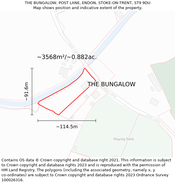 THE BUNGALOW, POST LANE, ENDON, STOKE-ON-TRENT, ST9 9DU: Plot and title map