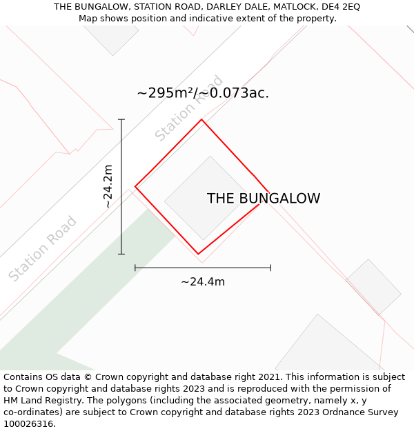 THE BUNGALOW, STATION ROAD, DARLEY DALE, MATLOCK, DE4 2EQ: Plot and title map