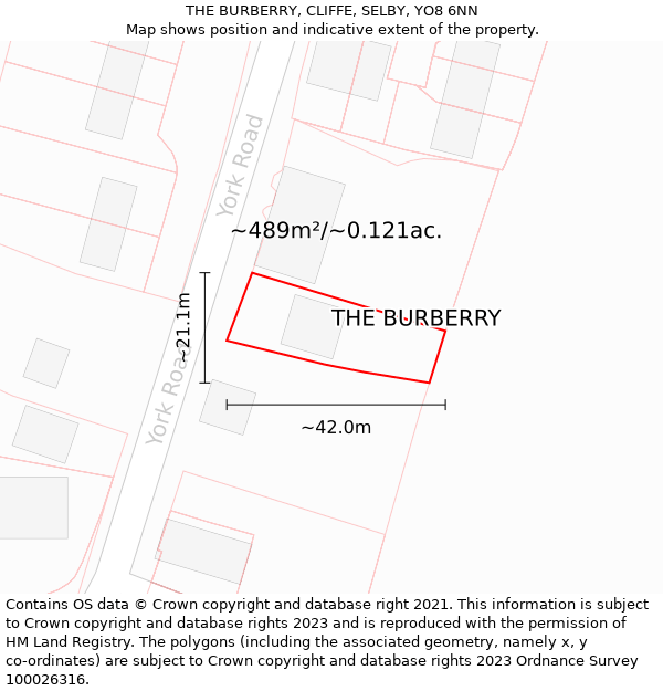 THE BURBERRY, CLIFFE, SELBY, YO8 6NN: Plot and title map