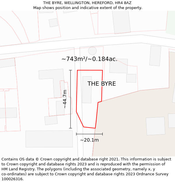 THE BYRE, WELLINGTON, HEREFORD, HR4 8AZ: Plot and title map