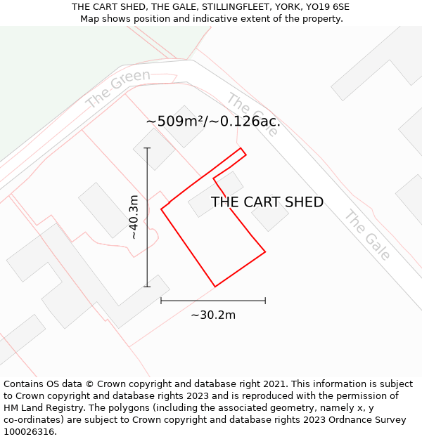 THE CART SHED, THE GALE, STILLINGFLEET, YORK, YO19 6SE: Plot and title map