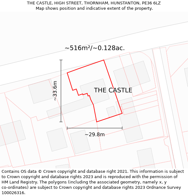 THE CASTLE, HIGH STREET, THORNHAM, HUNSTANTON, PE36 6LZ: Plot and title map