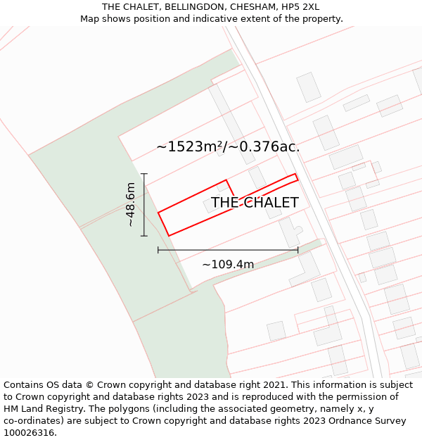 THE CHALET, BELLINGDON, CHESHAM, HP5 2XL: Plot and title map