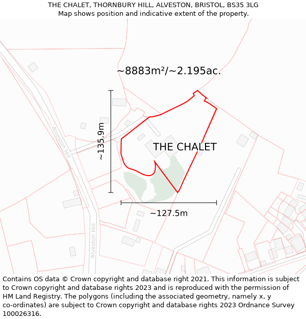 THE CHALET, THORNBURY HILL, ALVESTON, BRISTOL, BS35 3LG: Plot and title map