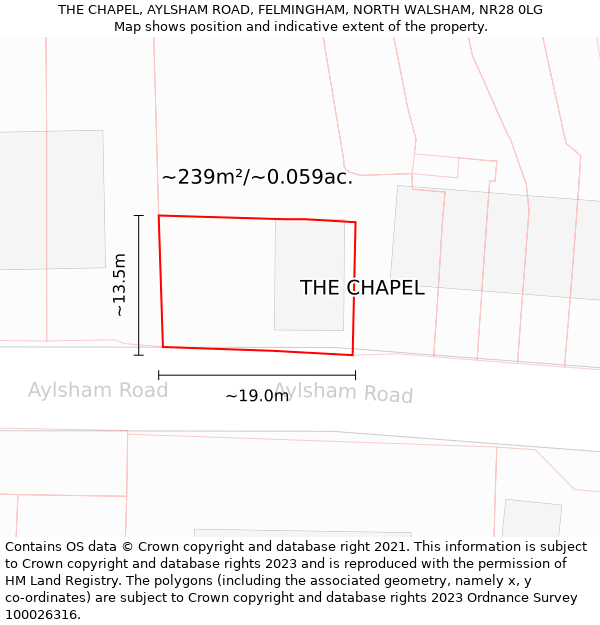 THE CHAPEL, AYLSHAM ROAD, FELMINGHAM, NORTH WALSHAM, NR28 0LG: Plot and title map