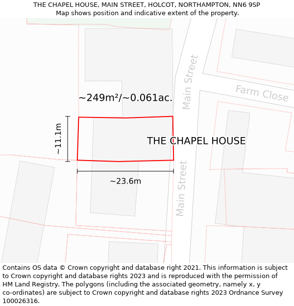 THE CHAPEL HOUSE, MAIN STREET, HOLCOT, NORTHAMPTON, NN6 9SP: Plot and title map