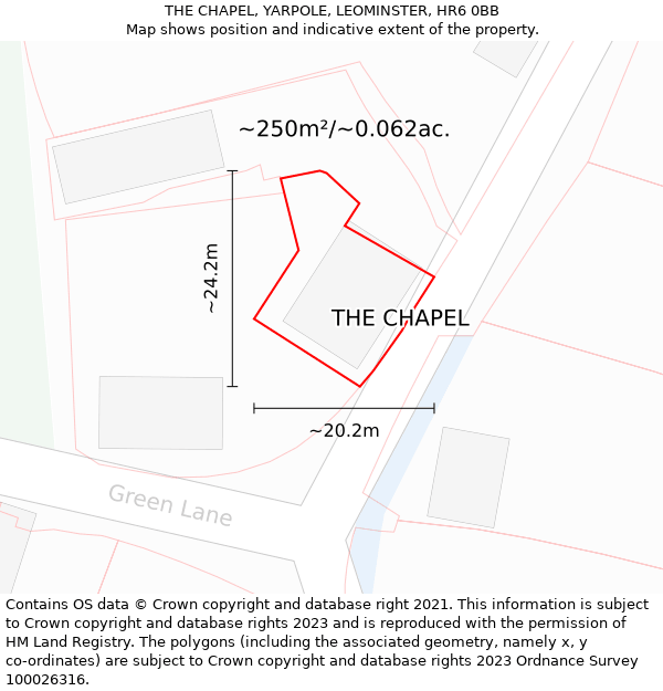 THE CHAPEL, YARPOLE, LEOMINSTER, HR6 0BB: Plot and title map