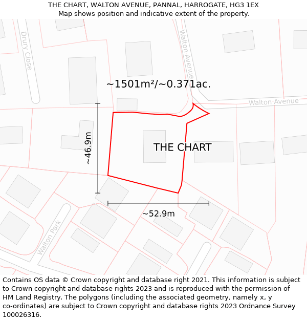 THE CHART, WALTON AVENUE, PANNAL, HARROGATE, HG3 1EX: Plot and title map