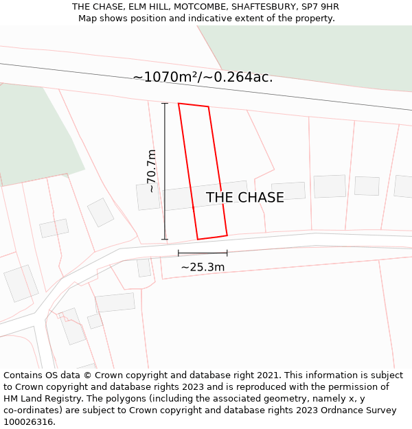 THE CHASE, ELM HILL, MOTCOMBE, SHAFTESBURY, SP7 9HR: Plot and title map