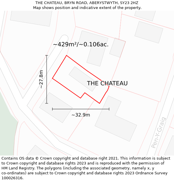 THE CHATEAU, BRYN ROAD, ABERYSTWYTH, SY23 2HZ: Plot and title map