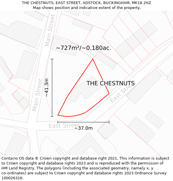 THE CHESTNUTS, EAST STREET, ADSTOCK, BUCKINGHAM, MK18 2HZ: Plot and title map