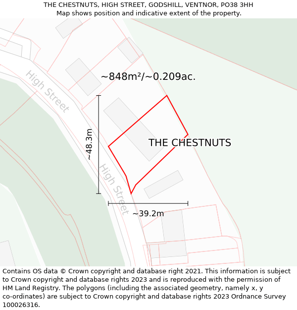 THE CHESTNUTS, HIGH STREET, GODSHILL, VENTNOR, PO38 3HH: Plot and title map