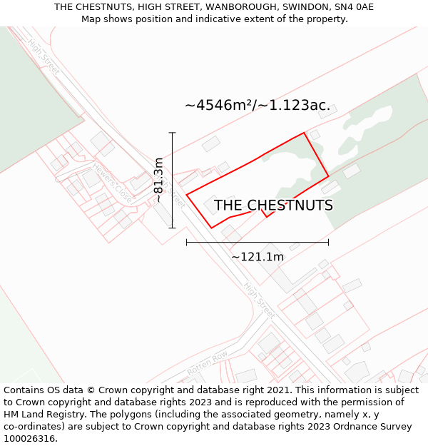 THE CHESTNUTS, HIGH STREET, WANBOROUGH, SWINDON, SN4 0AE: Plot and title map