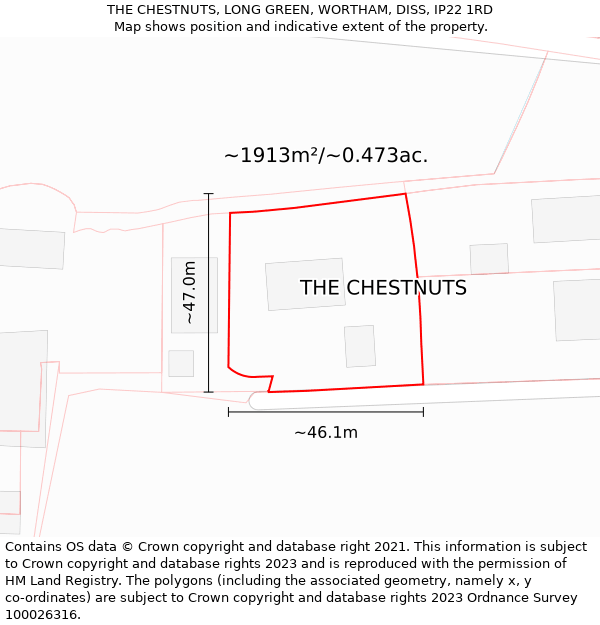 THE CHESTNUTS, LONG GREEN, WORTHAM, DISS, IP22 1RD: Plot and title map