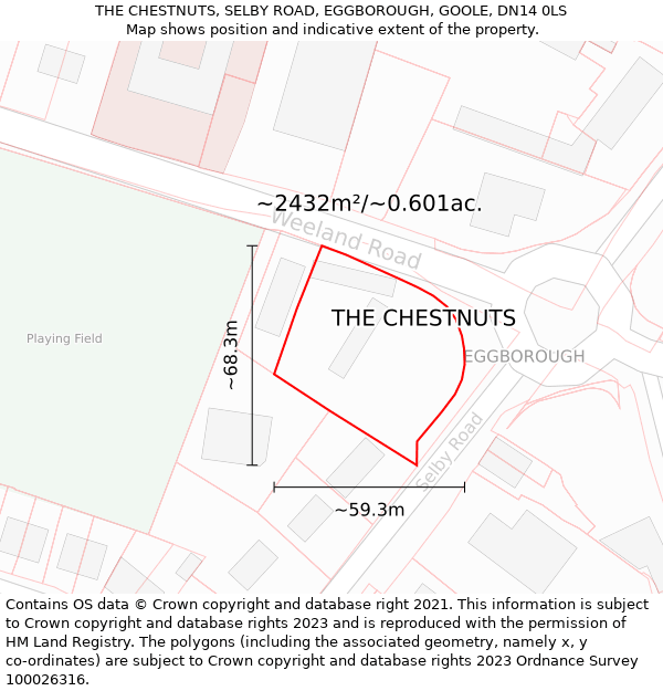 THE CHESTNUTS, SELBY ROAD, EGGBOROUGH, GOOLE, DN14 0LS: Plot and title map