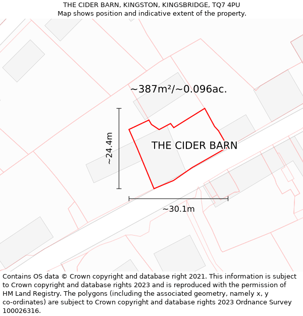 THE CIDER BARN, KINGSTON, KINGSBRIDGE, TQ7 4PU: Plot and title map
