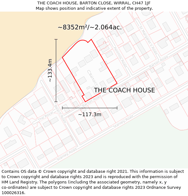 THE COACH HOUSE, BARTON CLOSE, WIRRAL, CH47 1JF: Plot and title map