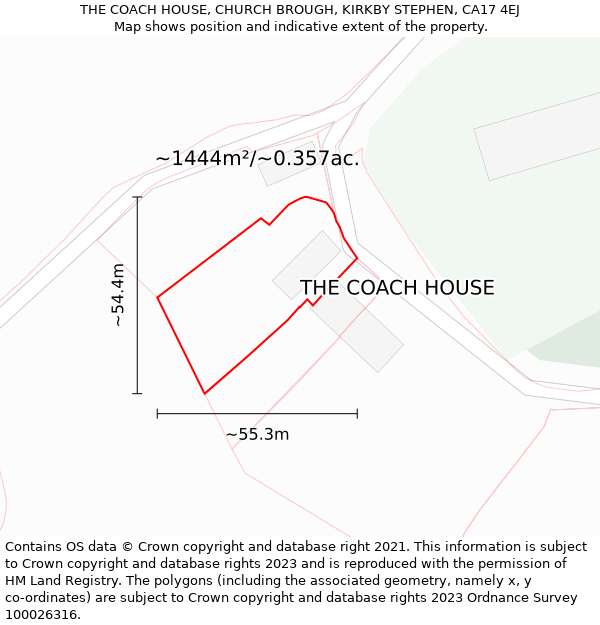 THE COACH HOUSE, CHURCH BROUGH, KIRKBY STEPHEN, CA17 4EJ: Plot and title map