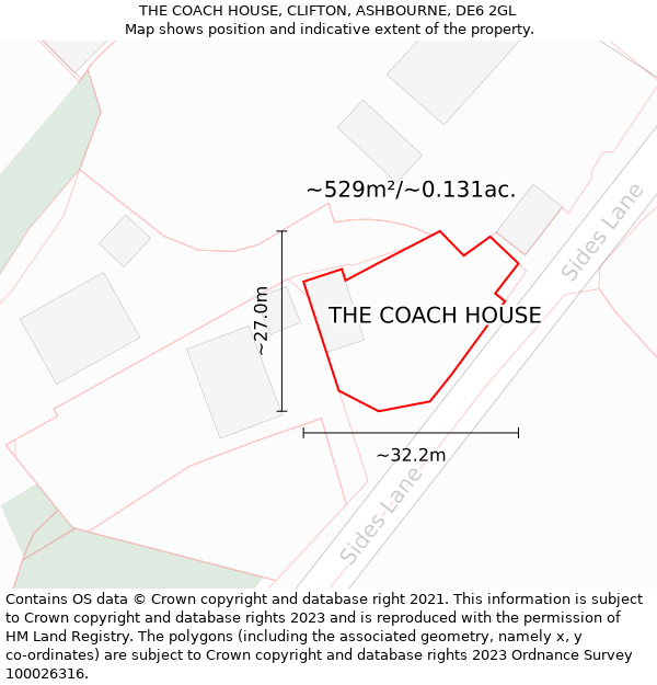 THE COACH HOUSE, CLIFTON, ASHBOURNE, DE6 2GL: Plot and title map