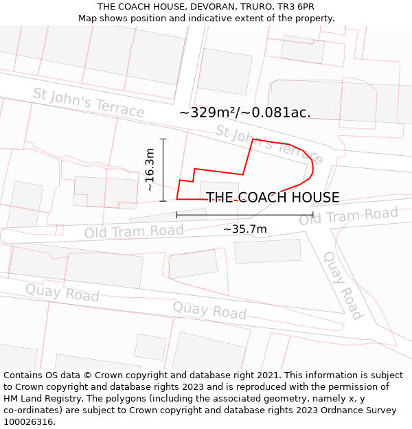 THE COACH HOUSE, DEVORAN, TRURO, TR3 6PR: Plot and title map