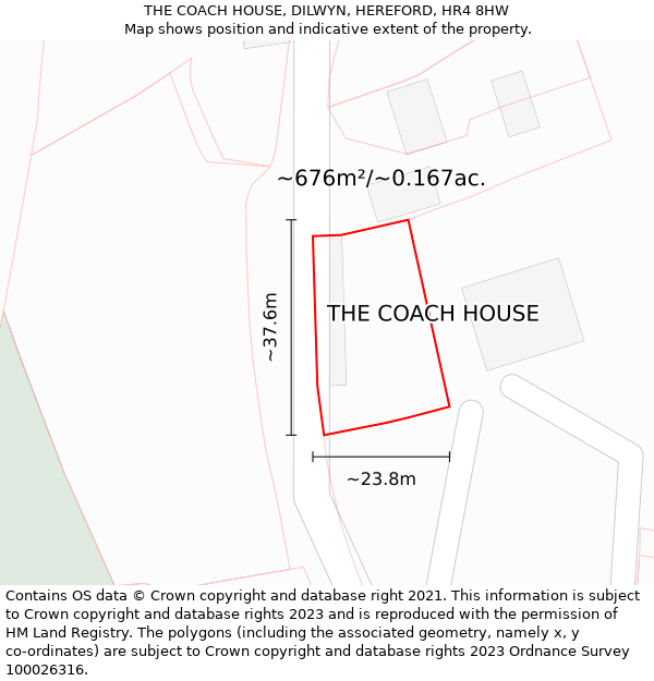 THE COACH HOUSE, DILWYN, HEREFORD, HR4 8HW: Plot and title map