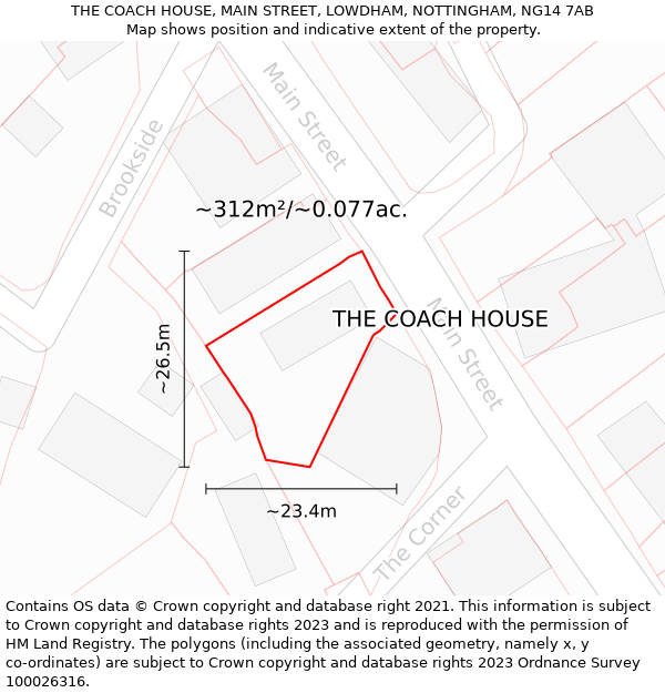 THE COACH HOUSE, MAIN STREET, LOWDHAM, NOTTINGHAM, NG14 7AB: Plot and title map