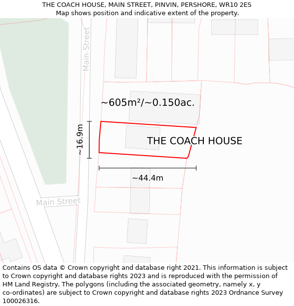 THE COACH HOUSE, MAIN STREET, PINVIN, PERSHORE, WR10 2ES: Plot and title map