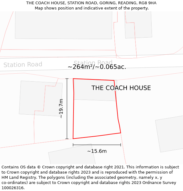 THE COACH HOUSE, STATION ROAD, GORING, READING, RG8 9HA: Plot and title map