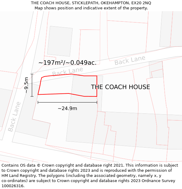 THE COACH HOUSE, STICKLEPATH, OKEHAMPTON, EX20 2NQ: Plot and title map