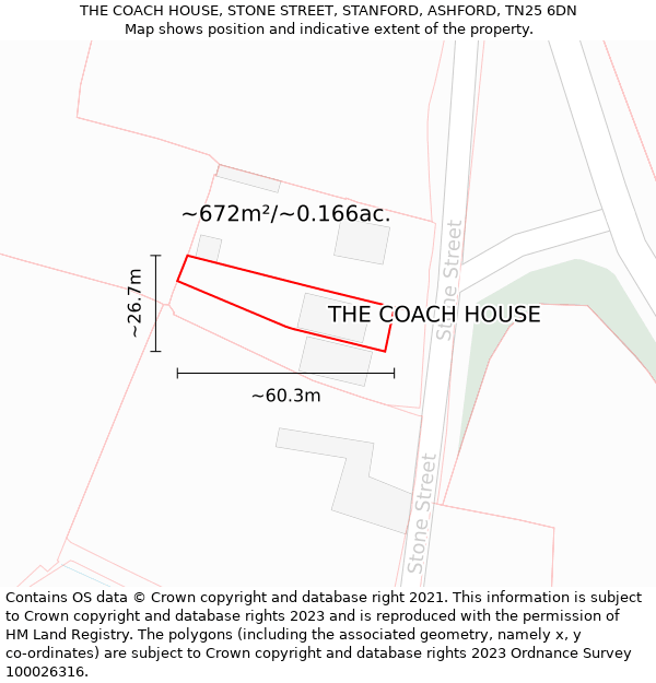 THE COACH HOUSE, STONE STREET, STANFORD, ASHFORD, TN25 6DN: Plot and title map