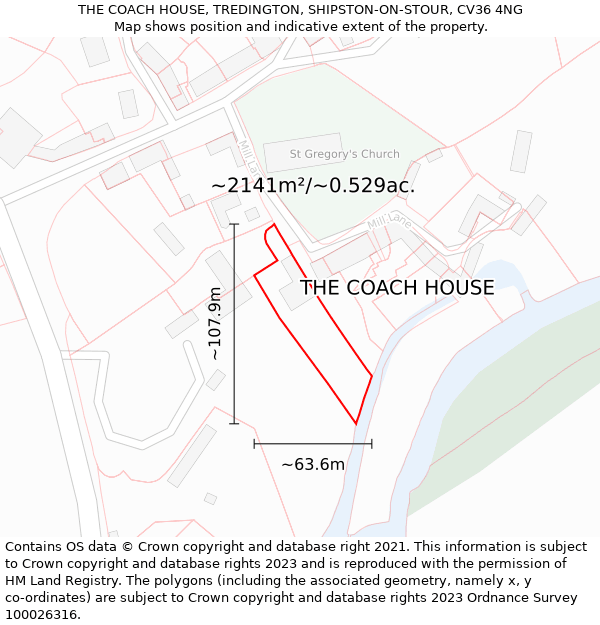 THE COACH HOUSE, TREDINGTON, SHIPSTON-ON-STOUR, CV36 4NG: Plot and title map