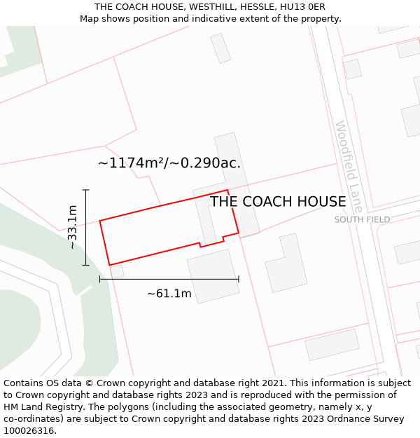 THE COACH HOUSE, WESTHILL, HESSLE, HU13 0ER: Plot and title map