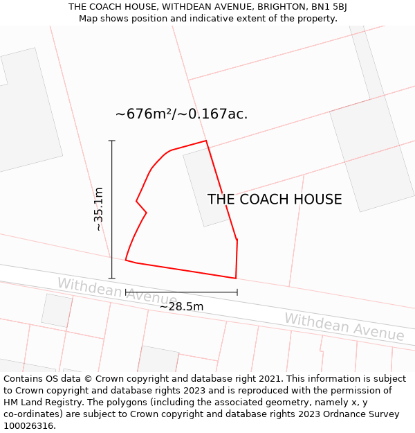 THE COACH HOUSE, WITHDEAN AVENUE, BRIGHTON, BN1 5BJ: Plot and title map