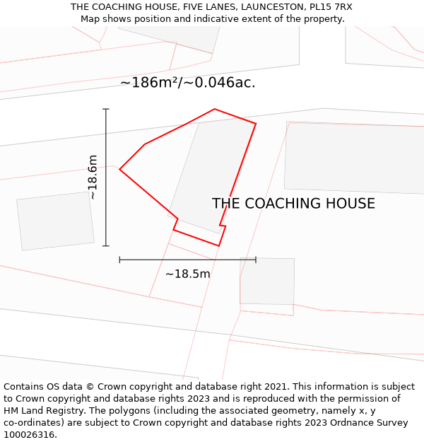 THE COACHING HOUSE, FIVE LANES, LAUNCESTON, PL15 7RX: Plot and title map