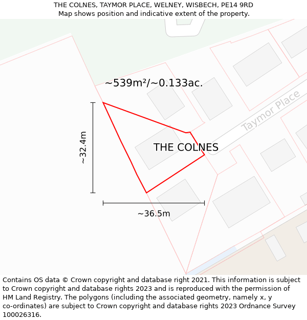 THE COLNES, TAYMOR PLACE, WELNEY, WISBECH, PE14 9RD: Plot and title map