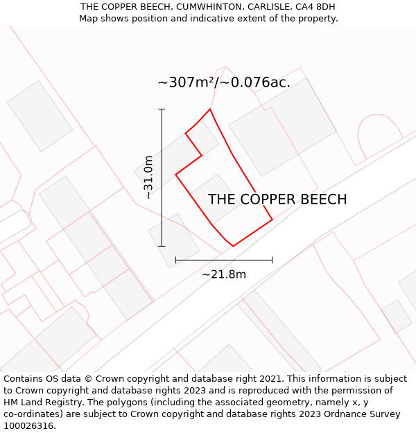 THE COPPER BEECH, CUMWHINTON, CARLISLE, CA4 8DH: Plot and title map