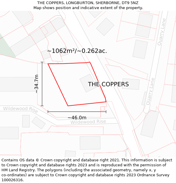 THE COPPERS, LONGBURTON, SHERBORNE, DT9 5NZ: Plot and title map