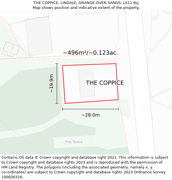 THE COPPICE, LINDALE, GRANGE-OVER-SANDS, LA11 6LJ: Plot and title map
