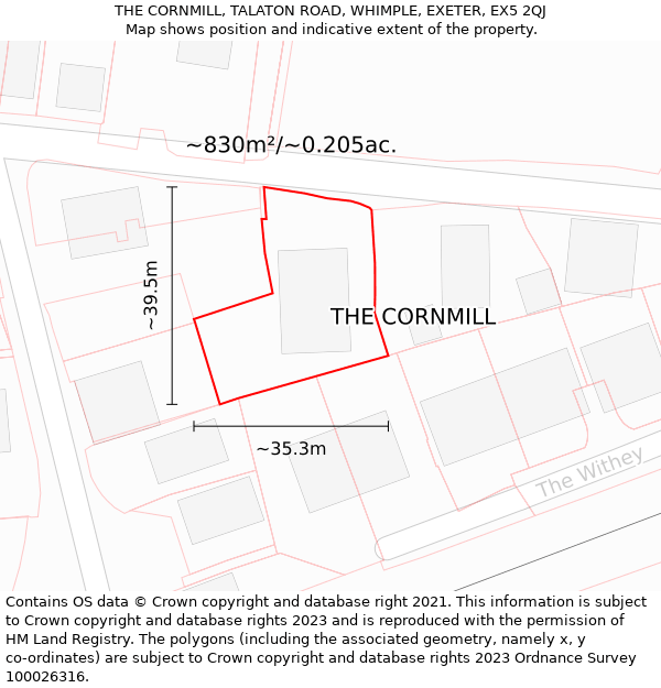 THE CORNMILL, TALATON ROAD, WHIMPLE, EXETER, EX5 2QJ: Plot and title map